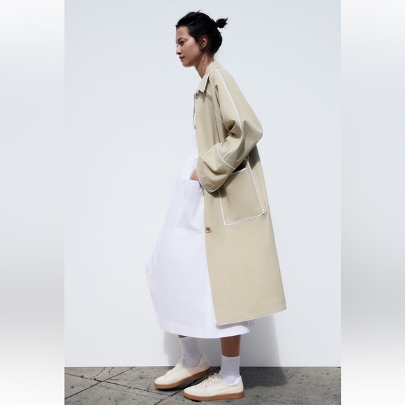 Zara OVERSIZED CONTRAST COAT. Beige. Sizes XS, S. New with Tags. - Picture 3 of 11